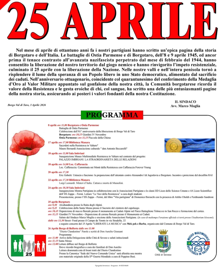 Celebrazioni 25 Aprile a Borgotaro